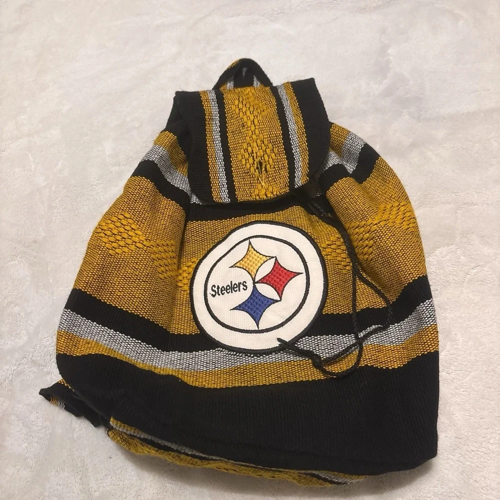 Pittsburgh Steelers Woven Mexican Baja Backpack Drawstring Boho Rucksack NFL